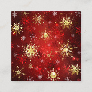 Christmas Golden Snowflakes on Red Background Discount Card
