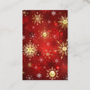 Christmas Golden Snowflakes on Red Background Discount Card