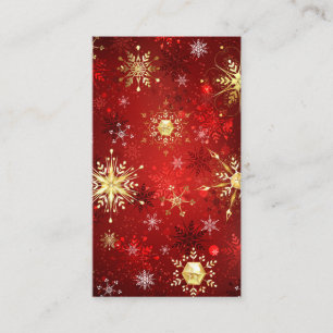 Christmas Golden Snowflakes on Red Background Discount Card