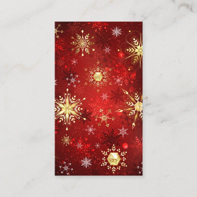 Christmas Golden Snowflakes on Red Background Enclosure Card (Front)
