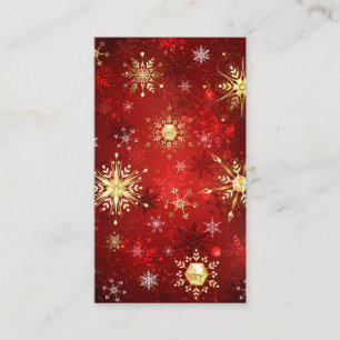 Christmas Golden Snowflakes on Red Background Enclosure Card