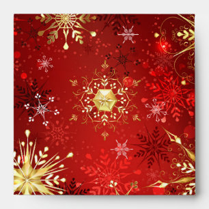 Christmas Golden Snowflakes on Red Background Envelope