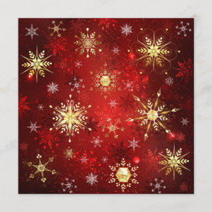 Christmas Golden Snowflakes on Red Background Menu