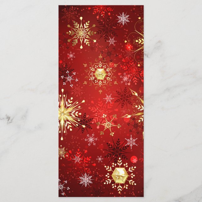 Christmas Golden Snowflakes on Red Background Menu (Front)