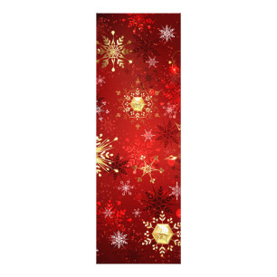 Christmas Golden Snowflakes on Red Background Photo Print