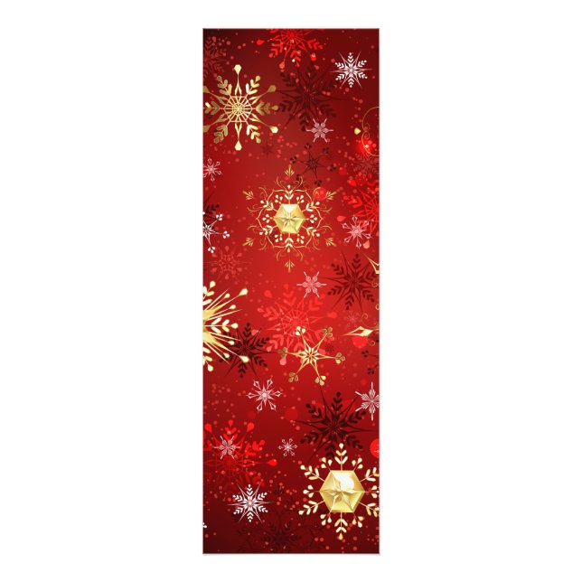 Christmas Golden Snowflakes on Red Background Photo Print (Front)