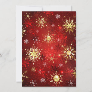 Christmas Golden Snowflakes on Red Background Save The Date