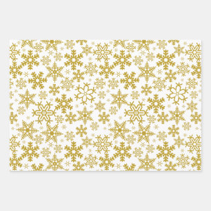 Christmas Golden Snowflakes Wrapping Paper Sheet