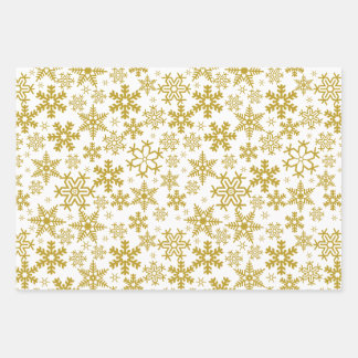 Christmas Golden Snowflakes Wrapping Paper Sheet