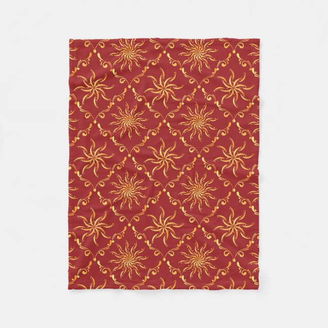 Christmas Golden Sun Pattern Fleece Blanket (Front)