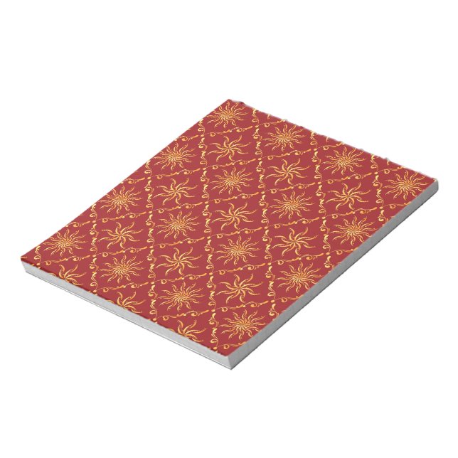 Christmas Golden Sun Pattern Notepad (Rotated)