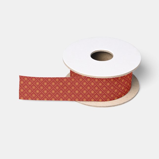 Christmas Golden Sun Pattern Satin Ribbon (Spool)