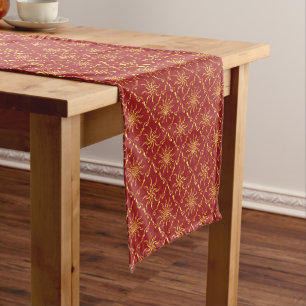 Christmas Golden Sun Pattern Short Table Runner
