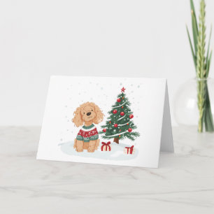 Christmas Goldendoodle Dog Card