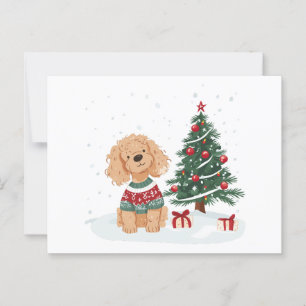 Christmas Goldendoodle Dog Postcard
