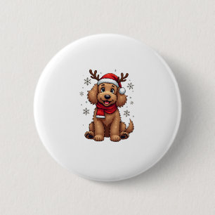 Christmas Goldendoodle Dog Reindeer Holiday Doodle 6 Cm Round Badge