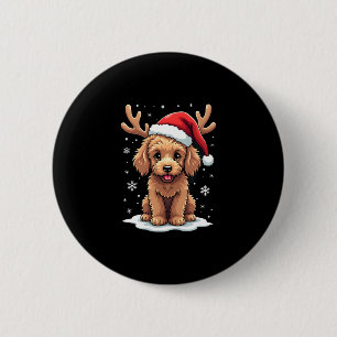 Christmas Goldendoodle Dog Reindeer Holiday Doodle 6 Cm Round Badge