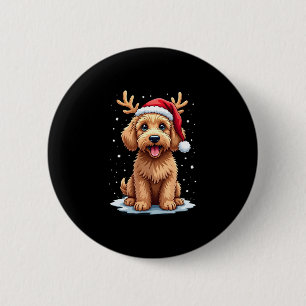 Christmas Goldendoodle Dog Reindeer Holiday Doodle 6 Cm Round Badge