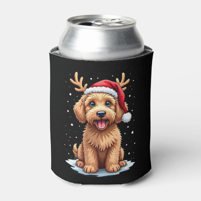 Christmas Goldendoodle Dog Reindeer Holiday Doodle Can Cooler (Can Front)