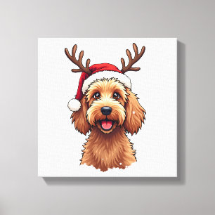 Christmas Goldendoodle Dog Reindeer Holiday Doodle Canvas Print