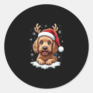 Christmas Goldendoodle Dog Reindeer Holiday Doodle Classic Round Sticker