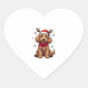 Christmas Goldendoodle Dog Reindeer Holiday Doodle Heart Sticker