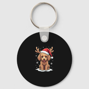 Christmas Goldendoodle Dog Reindeer Holiday Doodle Key Ring