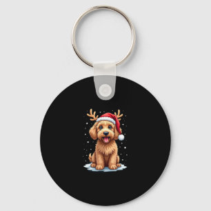 Christmas Goldendoodle Dog Reindeer Holiday Doodle Key Ring