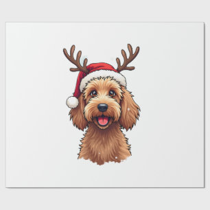 Christmas Goldendoodle Dog Reindeer Holiday Doodle Wrapping Paper