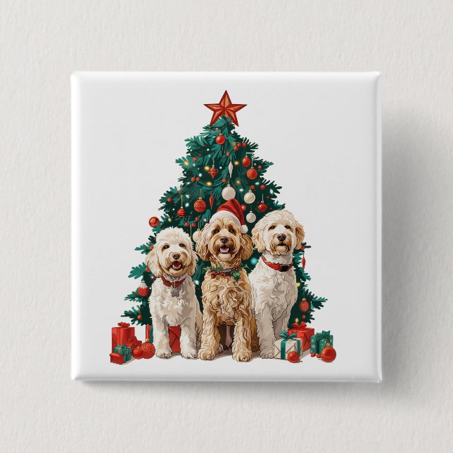 Christmas Goldendoodle Dogs 15 Cm Square Badge (Front)