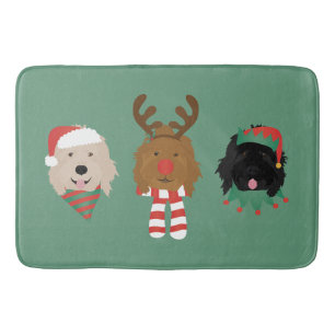 Christmas Goldendoodle Dogs Bath Mat