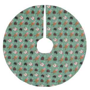 Christmas Goldendoodle Dogs Brushed Polyester Tree Skirt