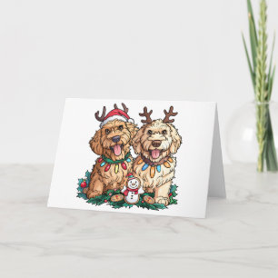 Christmas Goldendoodle Dogs Card