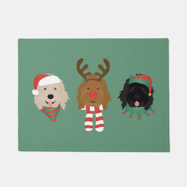 Christmas Goldendoodle Dogs Doormat (Front)