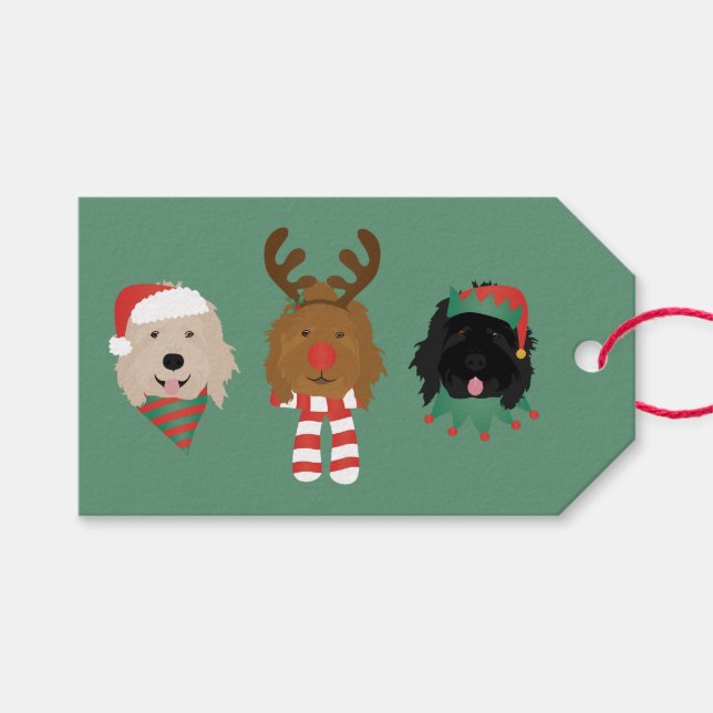 Christmas Goldendoodle Dogs Gift Tags (Front (Horizontal))