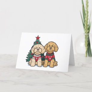 Christmas Goldendoodle Dogs Holiday Card