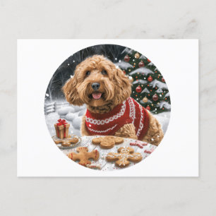 Christmas Goldendoodle Dogs Holiday Postcard