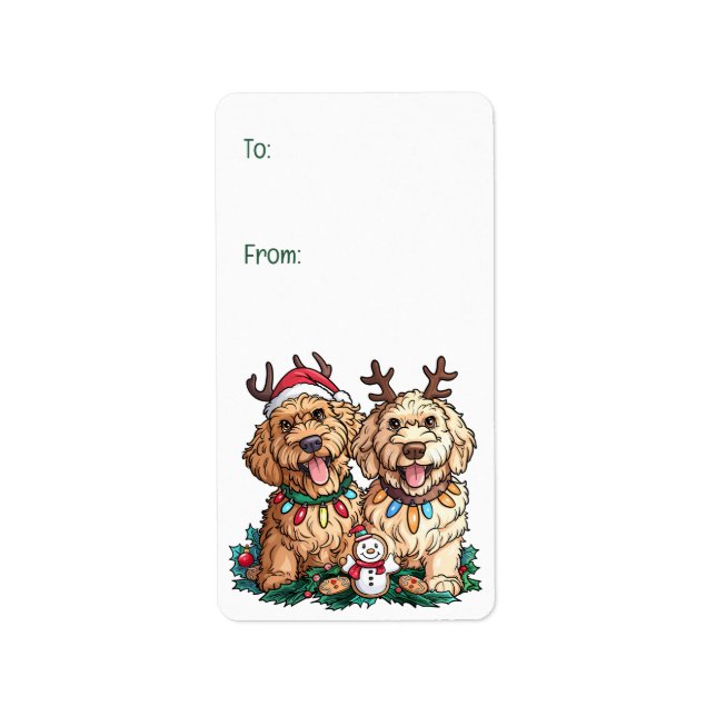 Christmas Goldendoodle Dogs Label (Front)