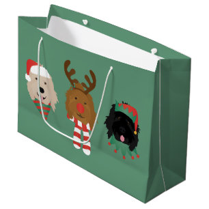 Christmas Goldendoodle Dogs Large Gift Bag