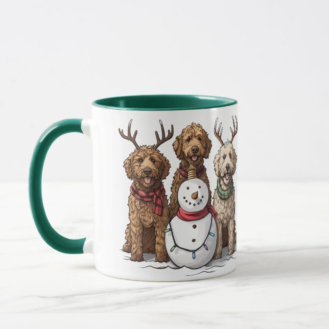 Christmas Goldendoodle Dogs Mug (Left)