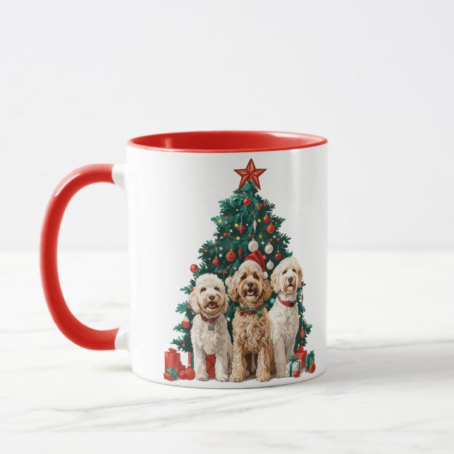 Christmas Goldendoodle Dogs Mug (Left)