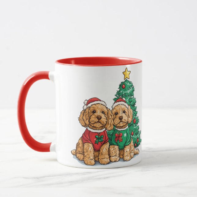 Christmas Goldendoodle Dogs Mug (Left)