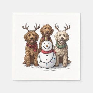 Christmas Goldendoodle Dogs Napkin