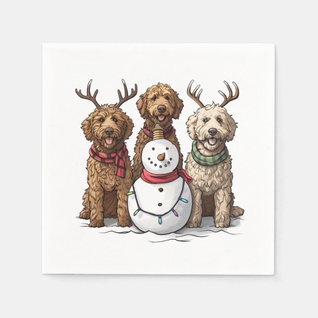 Christmas Goldendoodle Dogs Napkin (Front)