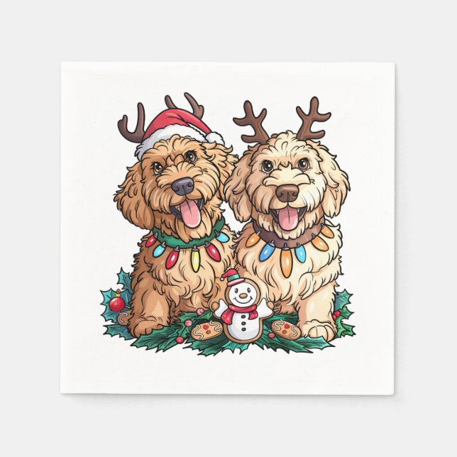 Christmas Goldendoodle Dogs Napkin (Front)