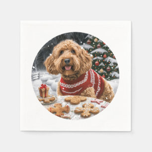 Christmas Goldendoodle Dogs Napkin