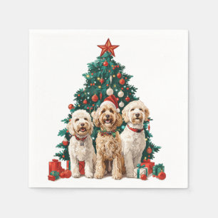 Christmas Goldendoodle Dogs Napkin