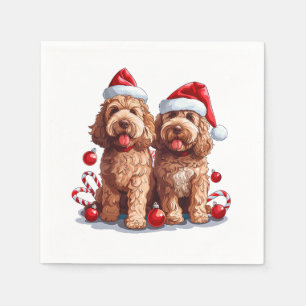 Christmas Goldendoodle Dogs Napkin