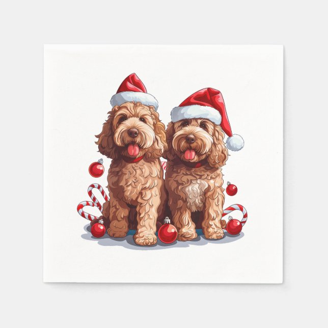Christmas Goldendoodle Dogs Napkin (Front)