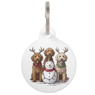 Christmas Goldendoodle Dogs Pet Tag